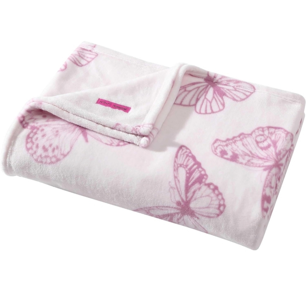 Betsy Johnson Malachite Butterfly Pink Throw Blanket